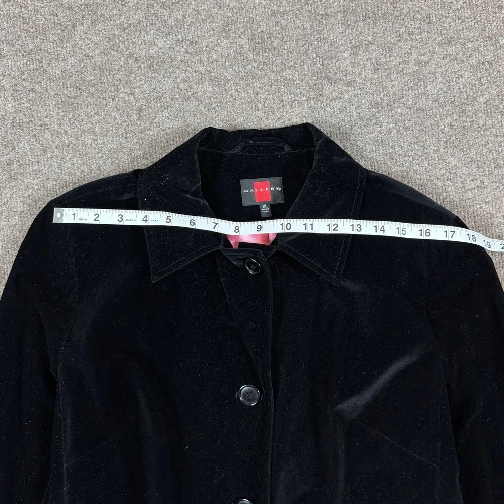 Gallery Black Velour Mid Length Single Breasted Pea Coat Women’s XL Car Coat - Picture 7 of 10